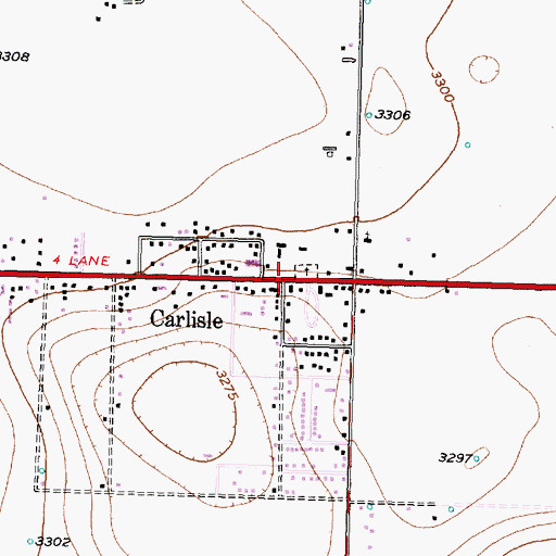 Topographic Map of Carlisle, TX