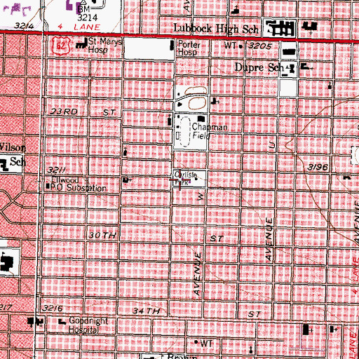 Topographic Map of Carlisle Park, TX