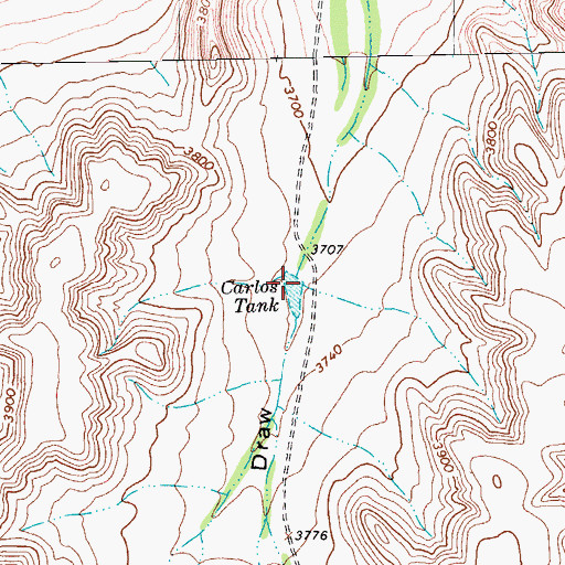 Topographic Map of Carlos Tank, TX