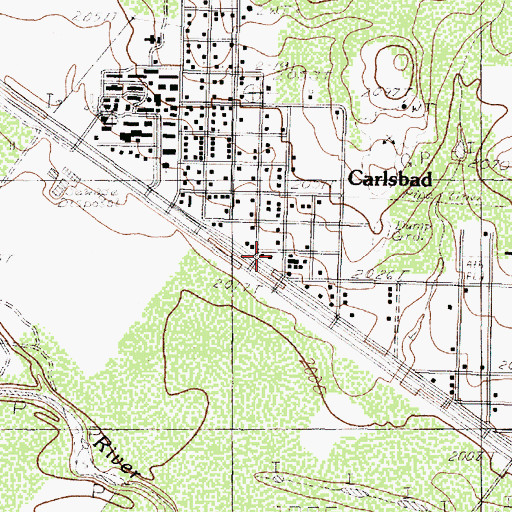 Topographic Map of Carlsbad, TX