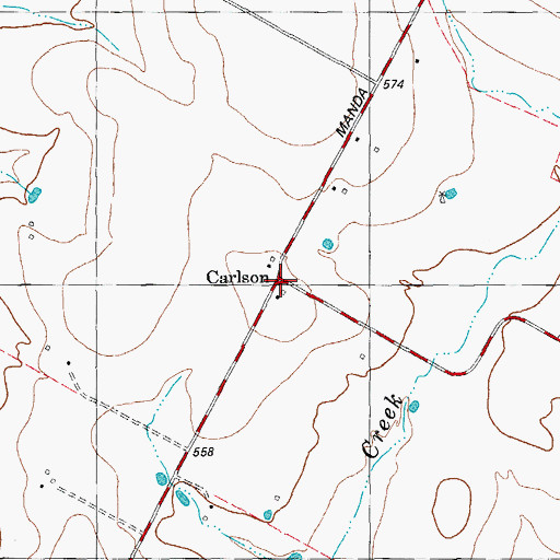 Topographic Map of Carlson, TX