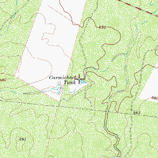 Topographic Map of Carmichael Tank, TX