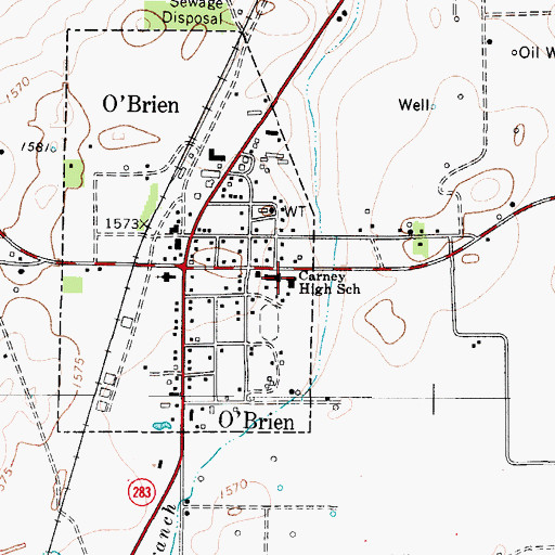 Topographic Map of Carney High School, TX
