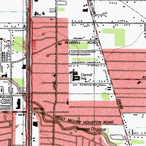 Topographic Map of Caroll School, TX