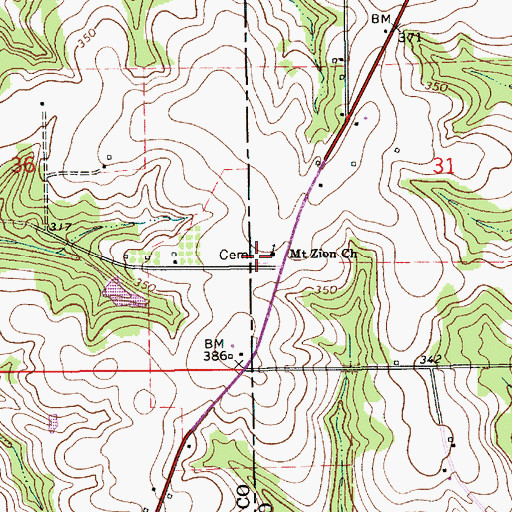 Topographic Map of Mount Zion Cemetery, AL