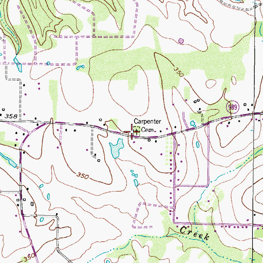 Topographic Map of Carpenter Cemetery, TX