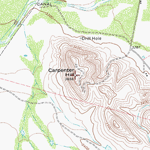 Topographic Map of Carpenter Hill, TX