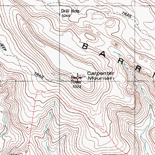 Topographic Map of Carpenter Mountain, TX