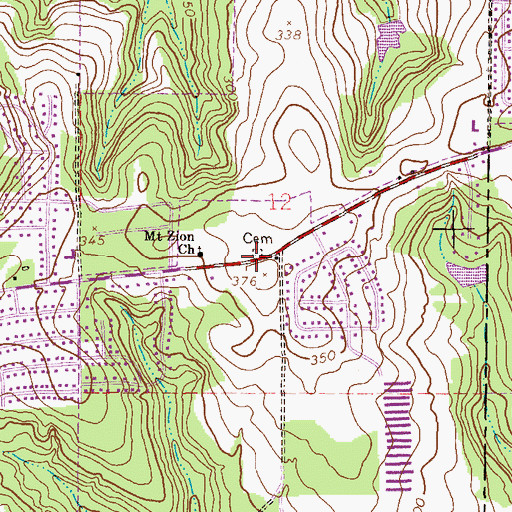 Topographic Map of Mount Zion Cemetery, AL