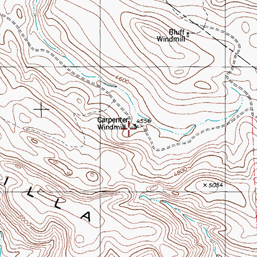 Topographic Map of Carpenter Windmill, TX