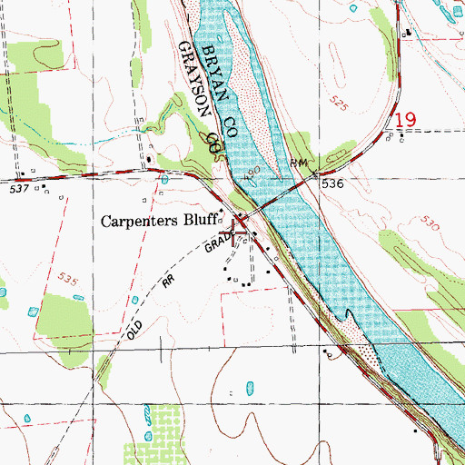 Topographic Map of Carpenters Bluff, TX