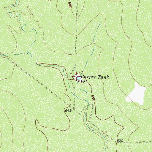 Topographic Map of Carper Tank, TX
