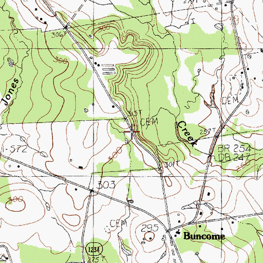 Topographic Map of Carrico Cemetery, TX