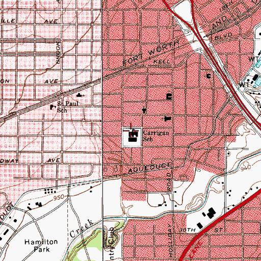 Topographic Map of Carrigan School, TX