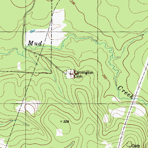 Topographic Map of Carrington Cemetery, TX