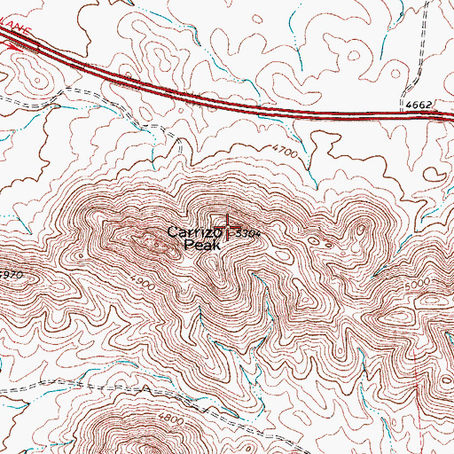 Topographic Map of Carrizo Peak, TX