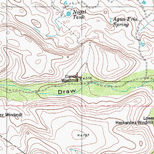 Topographic Map of Carrizo Windmill, TX