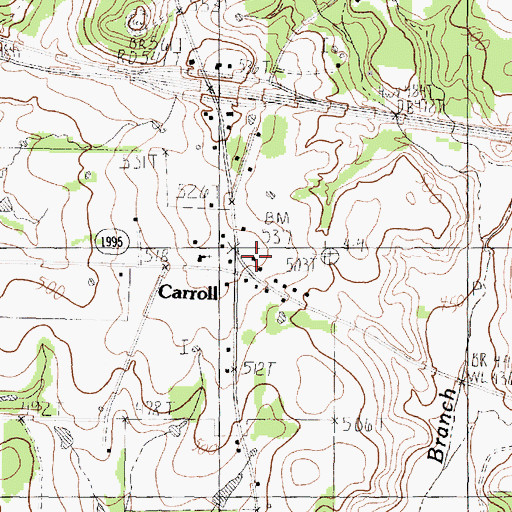 Topographic Map of Carroll, TX