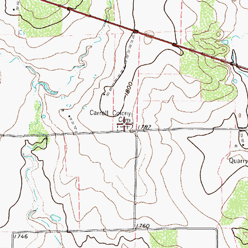 Topographic Map of Carroll Colony Cemetery, TX