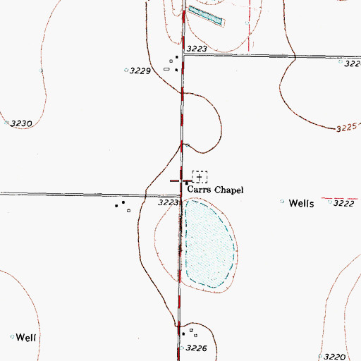 Topographic Map of Carrs Chapel, TX