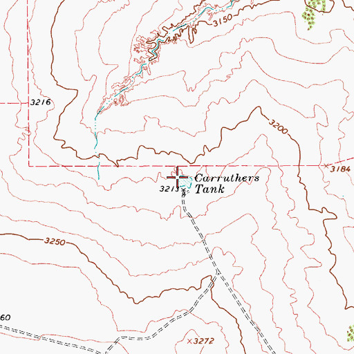Topographic Map of Carruthers Tank, TX