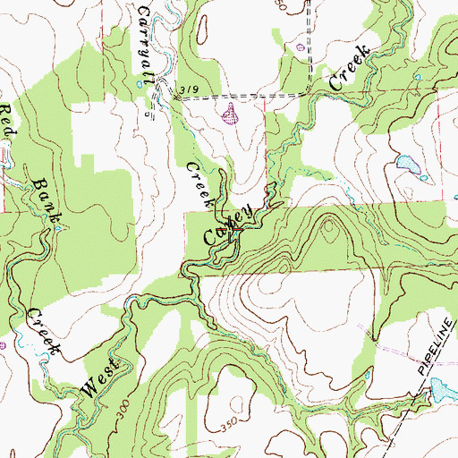 Topographic Map of Carryall Creek, TX