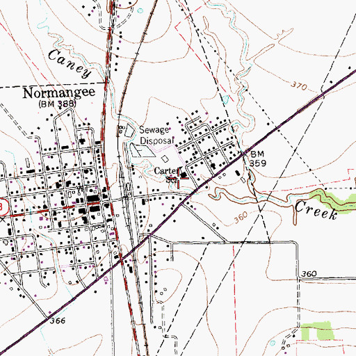 Topographic Map of Carter School, TX