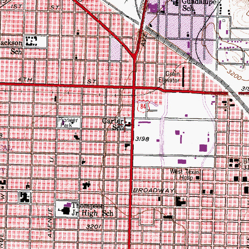 Topographic Map of Carter School, TX