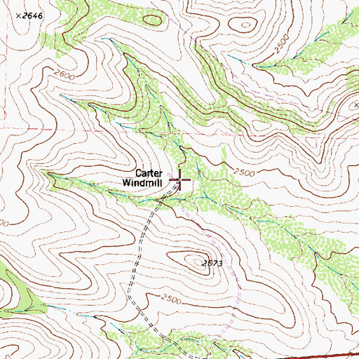 Topographic Map of Carter Windmill, TX