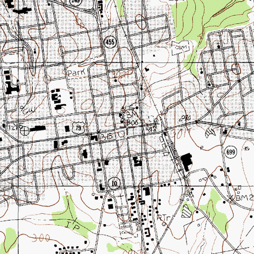 Topographic Map of Carthage, TX