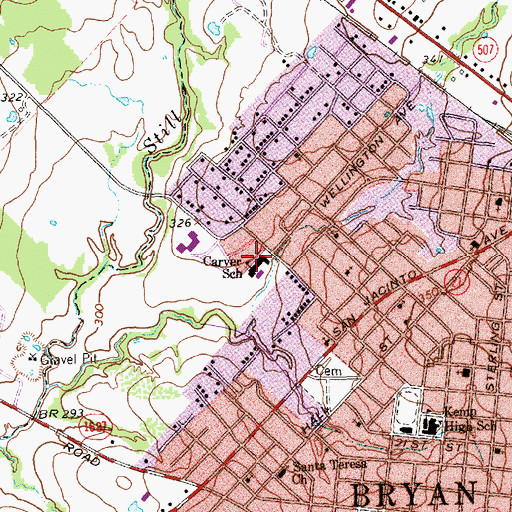 Topographic Map of Carver School, TX