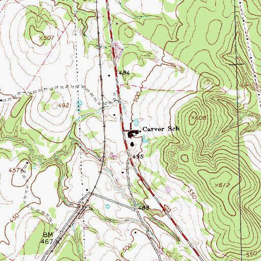 Topographic Map of Carver School, TX