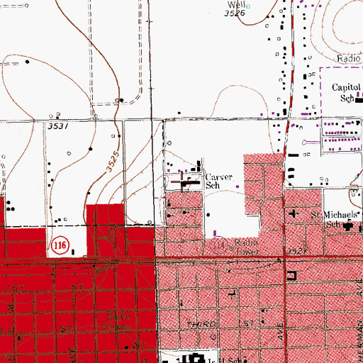 Topographic Map of Carver School, TX