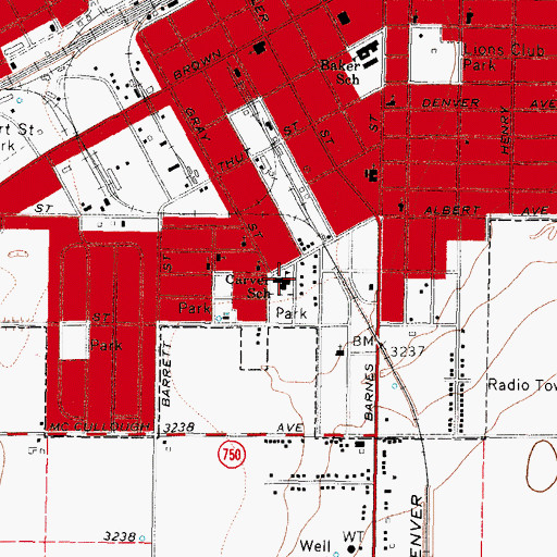 Topographic Map of Carver School, TX