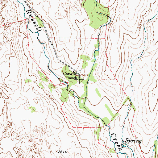 Topographic Map of Carwile Ranch, TX