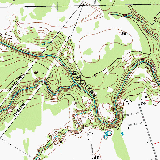 Topographic Map of Casa Blanca Creek, TX