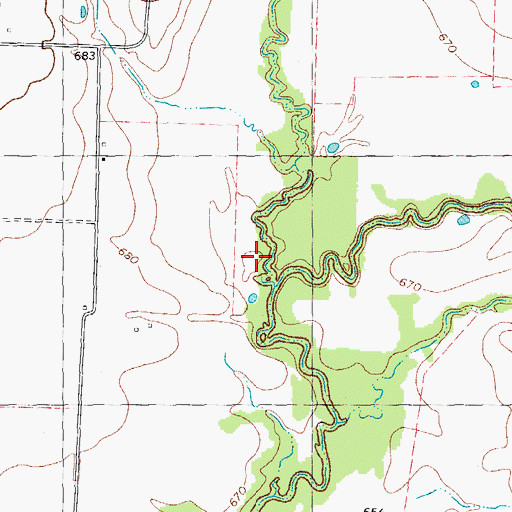 Topographic Map of Case Creek, TX