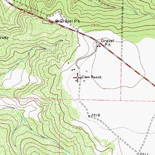 Topographic Map of Case Ranch, TX