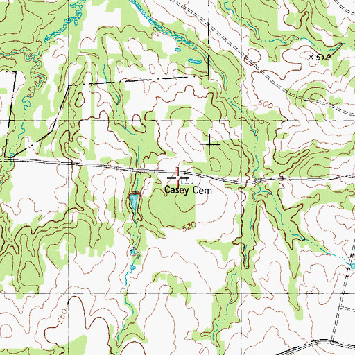Topographic Map of Casey Cemetery, TX