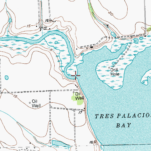 Topographic Map of Cashs Creek, TX