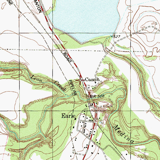 Topographic Map of Cassin Siding, TX