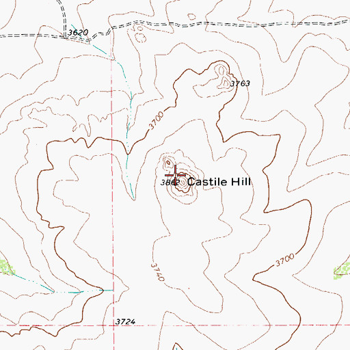 Topographic Map of Castile Hill, TX