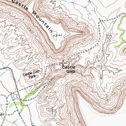 Topographic Map of Castle Gap, TX
