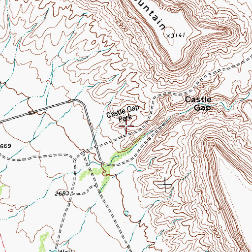 Topographic Map of Castle Gap Park, TX
