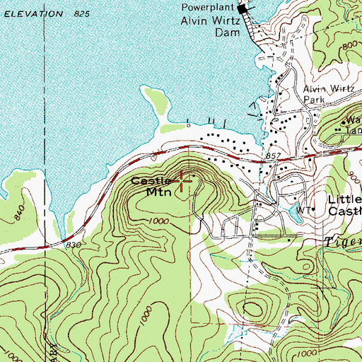 Topographic Map of Castle Mountain, TX