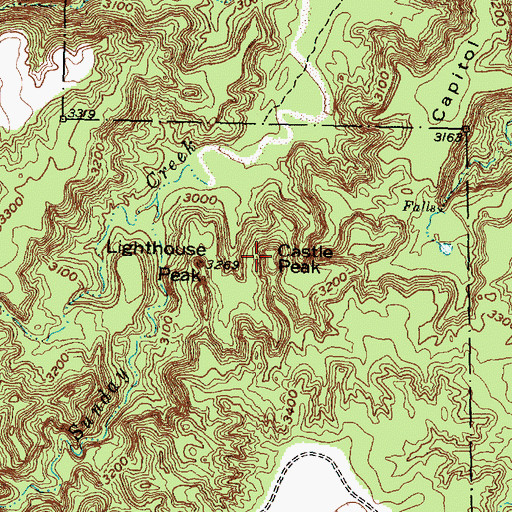 Topographic Map of Castle Peak, TX