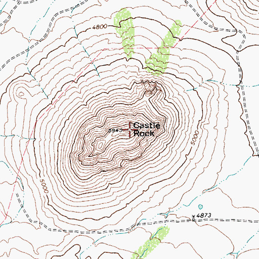Topographic Map of Castle Rock, TX