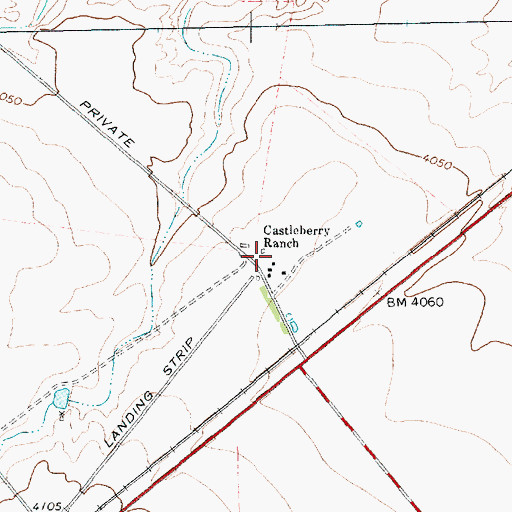 Topographic Map of Castleberry Ranch, TX