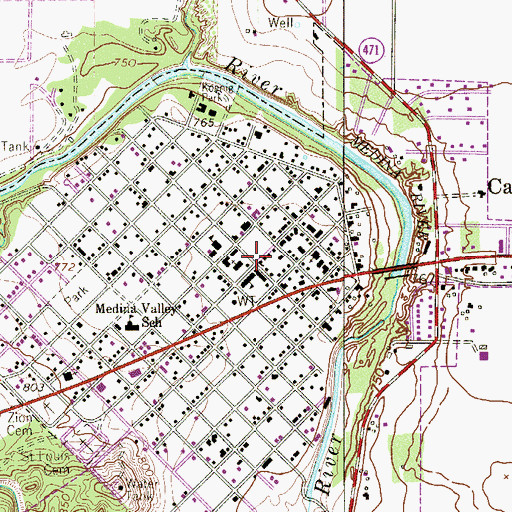 Topographic Map of Castroville, TX