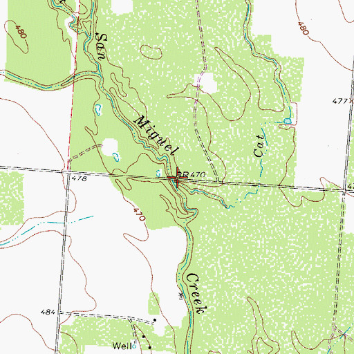 Topographic Map of Cat Creek, TX